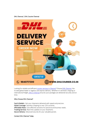 DHL Chennai chennai pdf