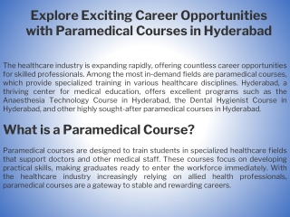 Explore Exciting Career Opportunities with Paramedical Courses in Hyderabad