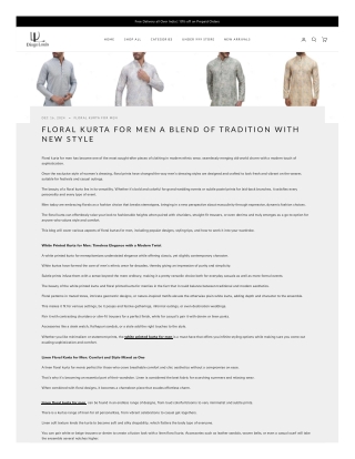 Floral Kurta for Men A Blend of Tradition with New Style
