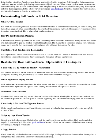 Real Stories: How Bail Bondsmen Help Families in Los Angeles