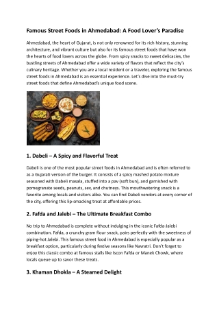 Famous Street Foods in Ahmedabad: A Food Lover’s Delight