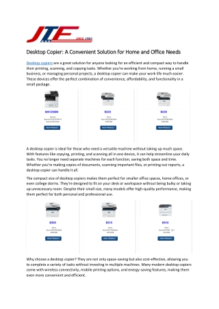 Desktop Copier: A Convenient Solution for Home and Office Needs