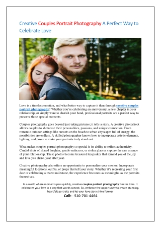 Creative Couples Portrait Photography A Perfect Way to Celebrate Love