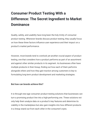 Consumer Product Testing