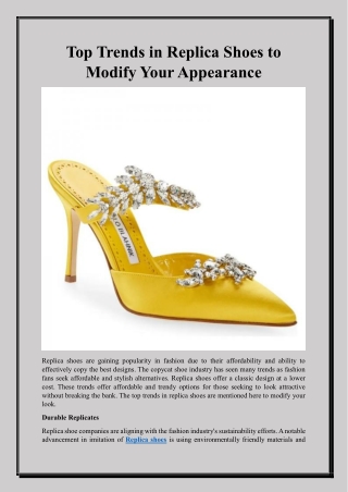 Top Trends in Replica Shoes to Modify Your Appearance