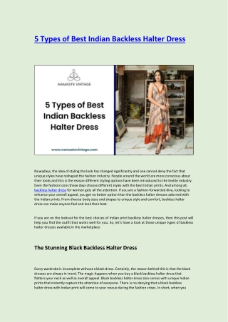 5 Types of Best Indian Backless Halter Dress