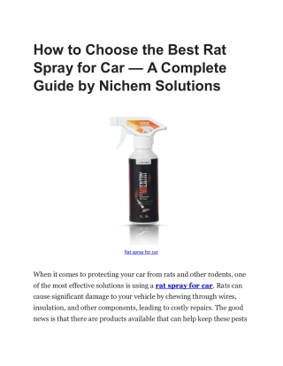 How to Choose the Best Rat Spray for Car