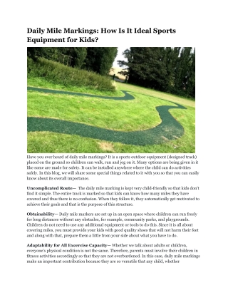 Daily Mile Markings_ How Is It Ideal Sports Equipment for Kids