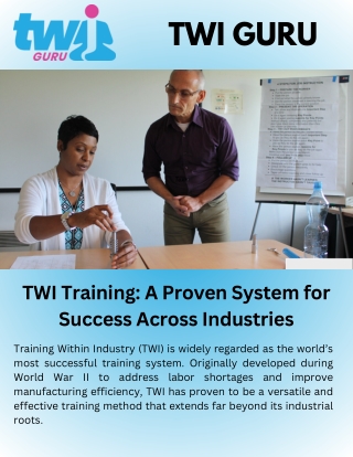 TWI Training A Proven System for Success Across Industries