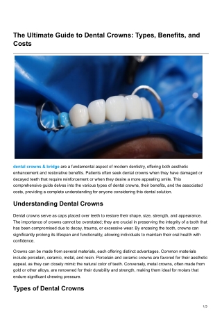 The Ultimate Guide to Dental Crowns Types Benefits and Costs
