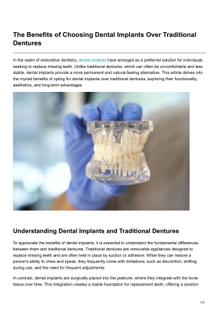 The Benefits of Choosing Dental Implants Over Traditional Dentures