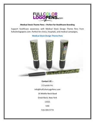 Medical Stock Theme Pens  Perfect for Healthcare Branding