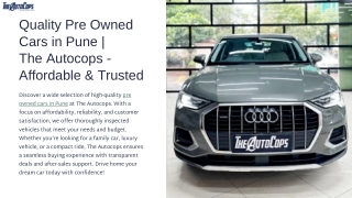 Quality Pre Owned Cars in Pune | The Autocops - Affordable & Trusted