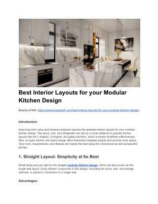 Best Interior Layouts for your Modular Kitchen Design