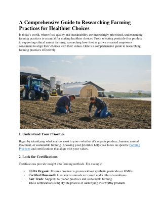 A Comprehensive Guide to Researching Farming Practices for Healthier Choices