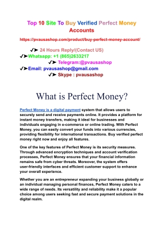 Top 10 Site To Buy Verified Perfect Money Accounts