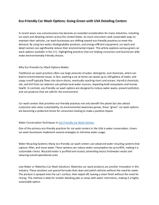 Eco-Friendly Car Wash