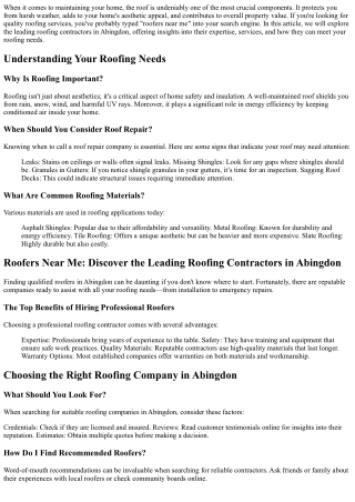 Roofers Near Me: Discover the Leading Roofing Contractors in Abingdon