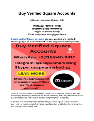 Best 4 Site To Buy Verified Square Accounts USA