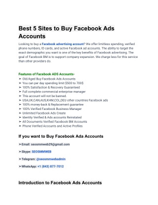 One Of The Best Website Buy Facebook Ads Accounts