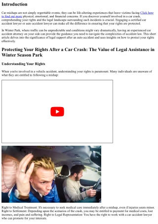 Securing Your Rights After an Auto Accident: The Importance of Legal Guidance in