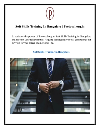 Soft Skills Training In Bangalore  Protocol.org.in