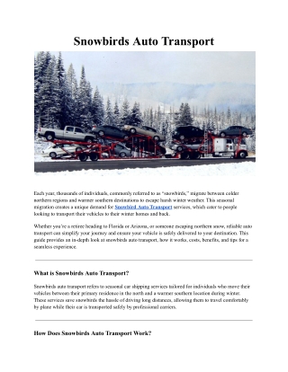Snowbird Auto Transport
