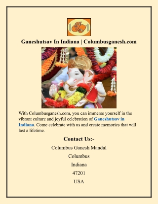 Ganeshutsav In Indiana  Columbusganesh.com