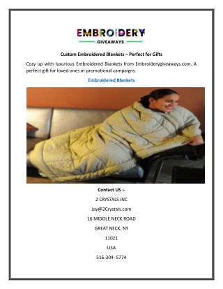 Custom Embroidered Blankets  Perfect for Gifts