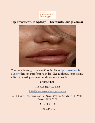 Lip Treatments In Sydney Thecosmeticlounge.com