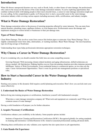 “How to Start a Successful Career in the Water Damage Restoration Industry”