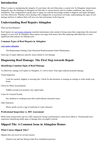 A Guide to Diagnosing and Repairing Damaged Roof Tiles in Abingdon