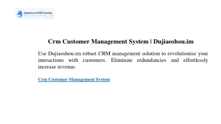 Crm Customer Management System  Dujiaoshou.im