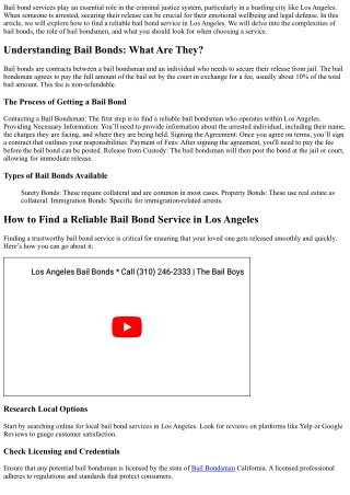 How to Find a Reliable Bail Bond Service in Los Angeles