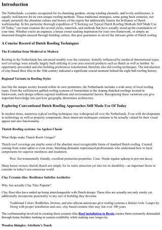 Checking Out Conventional Dutch Roofing Approaches Still Utilized Today