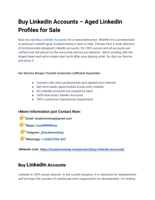 Buy LinkedIn Accounts- Full Verified-USA