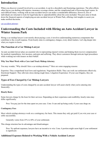 Comprehending the Costs Included with Employing an Auto Accident Lawyer in Winte
