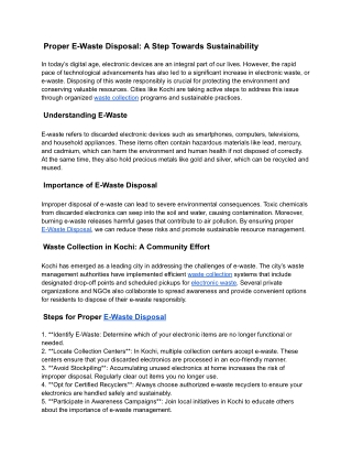 E-Waste Disposal