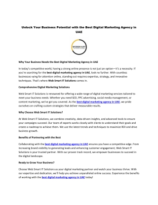 Unlock Your Business Potential with the Best Digital Marketing Agency in UAE