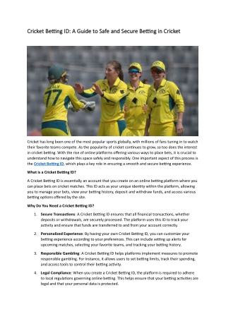 Cricket Betting ID