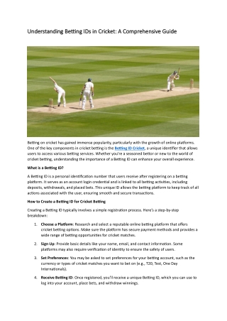 Betting ID Cricket