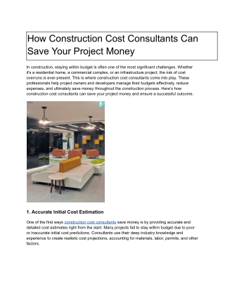 How Construction Cost Consultants Can Save Your Project Money