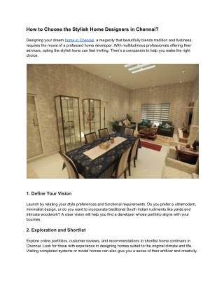 Home Designers in Chennai