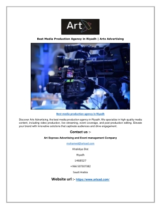 Best Media Production Agency in Riyadh | Artx Advertising