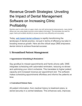 Revenue Growth Strategies_ Unveiling the Impact of Dental Management Software on Increasing Clinic Profitability