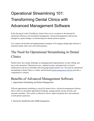 Operational Streamlining 101_ Transforming Dental Clinics with Advanced Management Software