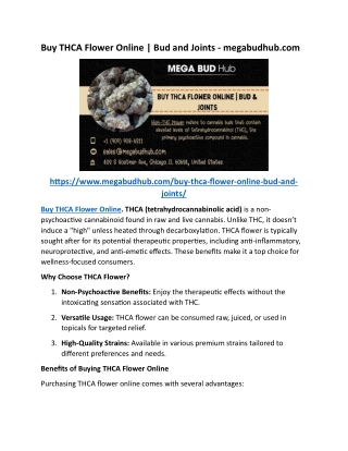 Buy THCA Flower Online Bud and Joints - megabudhub