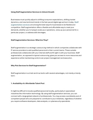 Staff Augmentation Services That Will Empower Your Teams