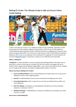Betting ID Cricket