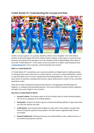 Cricket Bookie ID